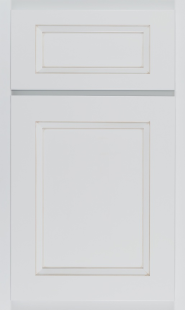 Finish: Arctic Paint with Cafe Highlight <br>
Door Style: Greensboro Door <br>
Drawer Front: Matching Five Piece- Greensboro Greensboro