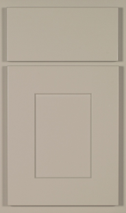 Finish: Mindful Gray Paint <br>
Door Style: Lancaster Door <br>
Drawer Front: Shown w/ Slab DF Lancaster - Mindful Gray Paint