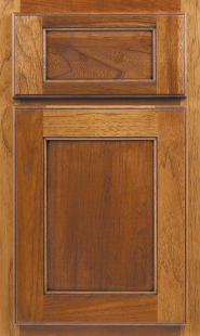 Cabinets: Chestnut with Black Glaze on Hickory <br>
Door Style: Square Flat Door <br>
Drawer Front: Matching Five Piece Square Flat