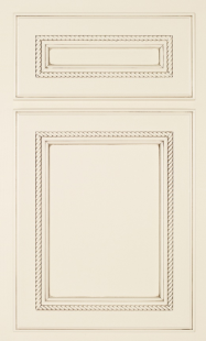 Finish: Eggshell with Slate Highlight on Maple <br>
Door Style: Shelby Door <br>
Drawer Front: Matching Five Piece Shelby