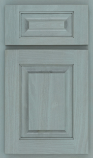 Finish: Sky on American Poplar <br>
Door Style: Square Raised Door <br>
Drawer Front: Matching Five Piece Square Raised - Sky