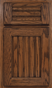 Finish: Autumn with Black Glaze on Red Oak <br>
Door Style: Beaded Century Door <br>
Drawer Front: Matching Five Piece Beaded Century - Autumn/Black